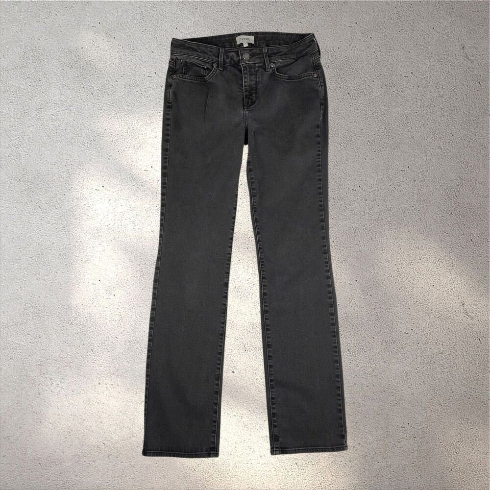 NYDJ Marilyn Straight Leg Black Jeans Women's 4 Black Faded Preppy Chic Minimal